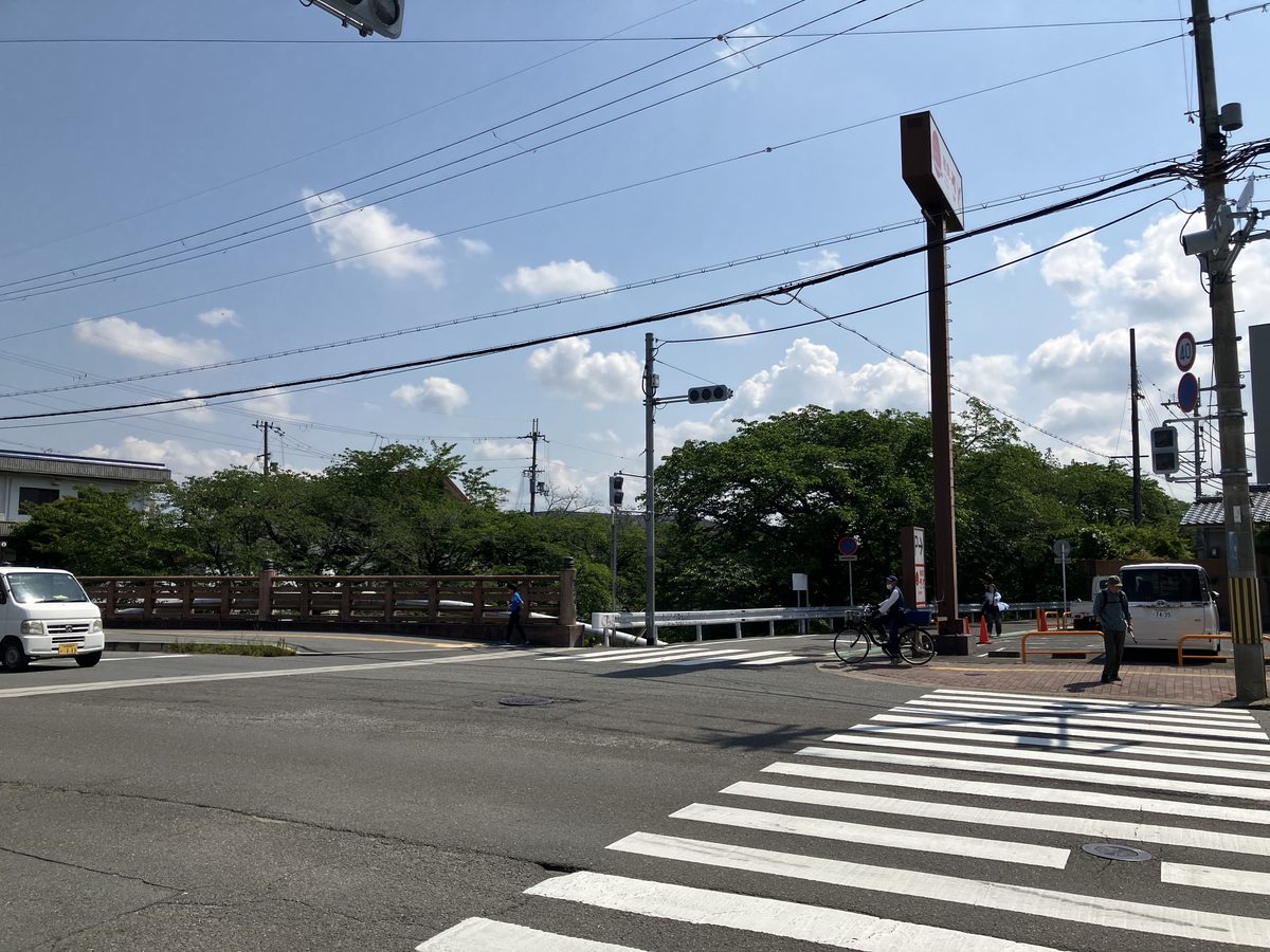 Crossing the street at the traffic light