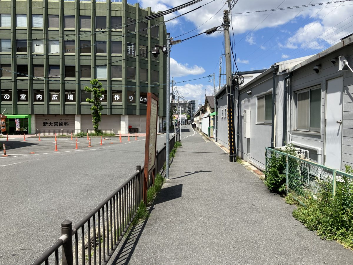 A quiet road running alongside the Kintetsu Nara Line railway tracks