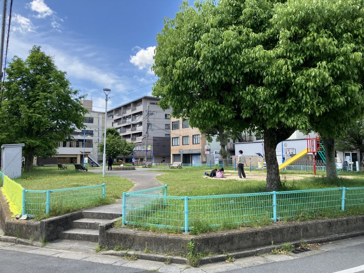 A small neighbourhood park on the left side of the road on the way to Saho River