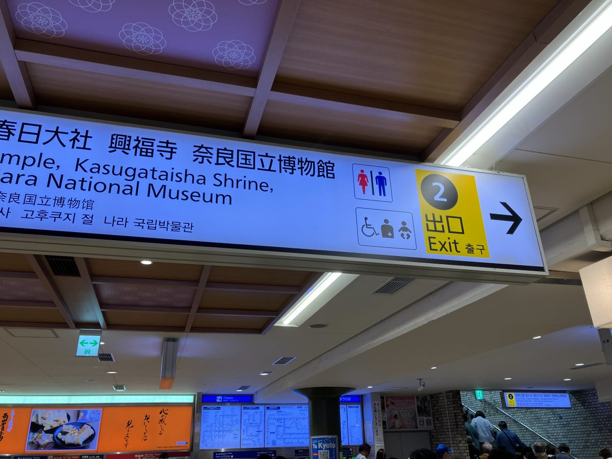Kintetsu-Nara Station platform — up to the 2F concourse