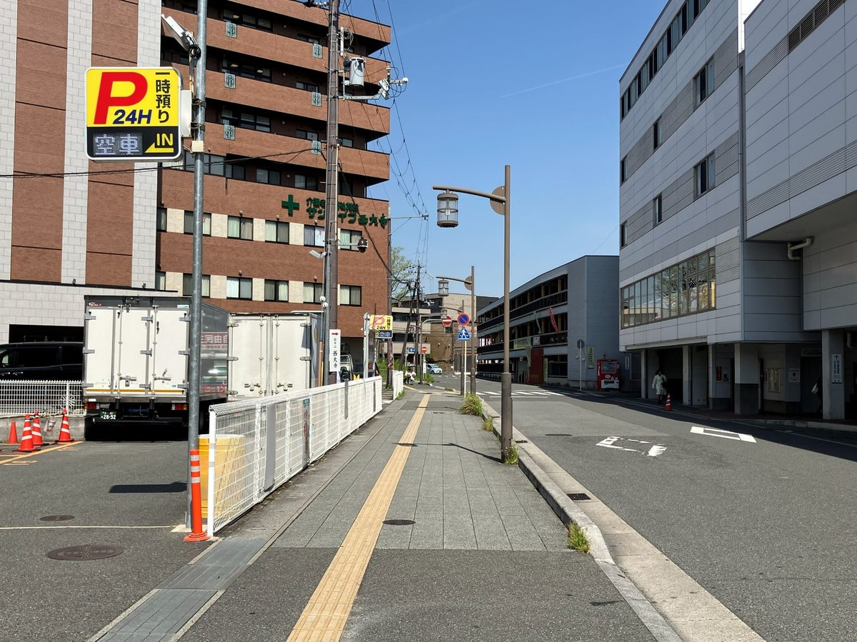 Street outside Yamato-Saidaiji Station Central Exit — walk straight ahead